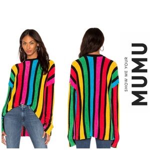 Show Me Your MuMu Bright Striped Crew Neck Sweater